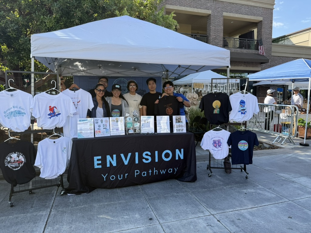 Young entrepreneurs presenting EYPStudio apparel at a community pop-up